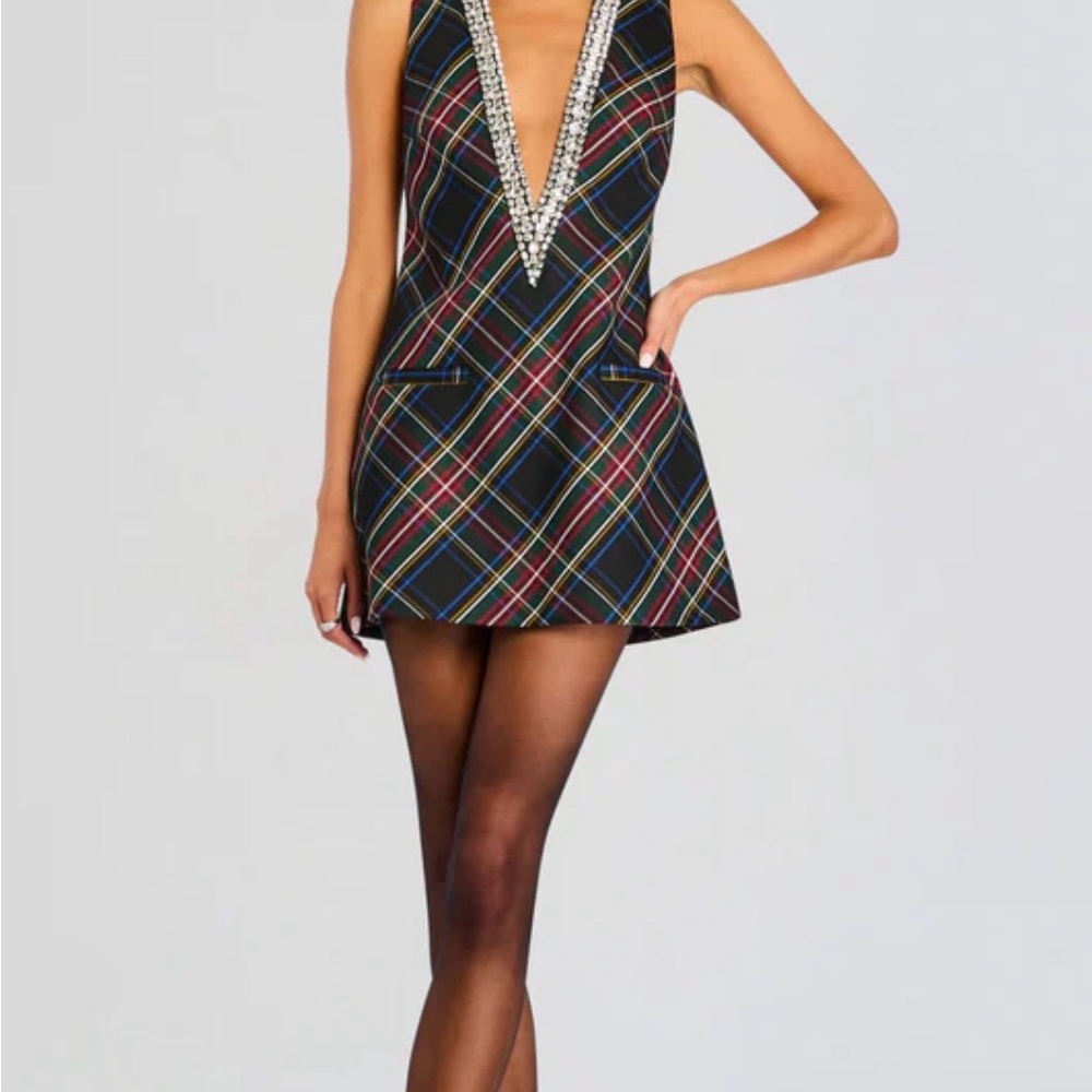 Retrofete Black Plaid Mini Dress